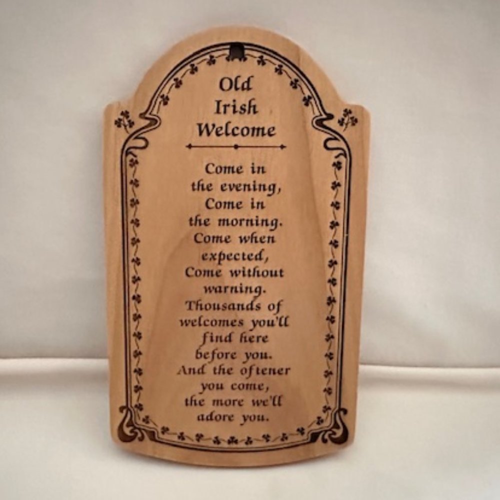 Engraved Wood Old Irish Welcome Wall Hanging